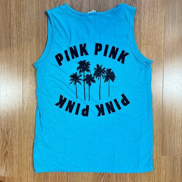 VS PINK VICTORIA'S SECRET BLUE PALM TREE TANK - Picture 1 of 7